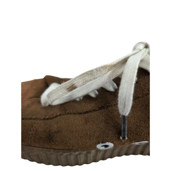 Allsaints Platform Sneakers Womens EU 38 US 8 Cherry Cognac Brown Suede Casual - Picture 10 of 12